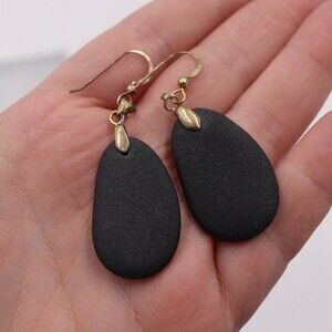 Black Stone Tear Drop Earrings Natural Black Stone.